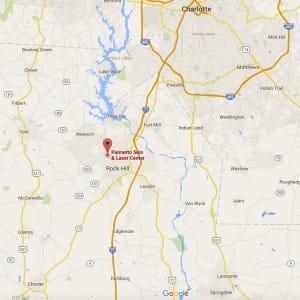 Map showing distance of practice from Charlotte